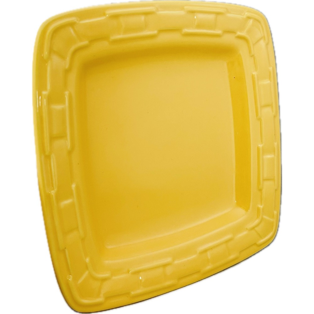 Longaberger Pottery Soft Square‎ Luncheon Plate 8.75" Butternut Yellow Retired